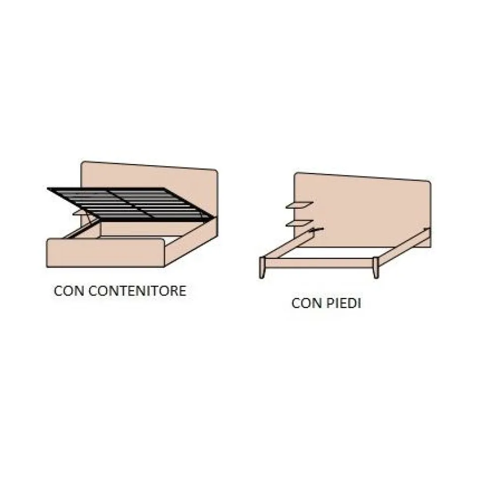 Letto Matrimoniale Moderno Corin con Mensole Integrate (Colori e Accessori Personalizzabili)