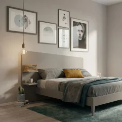 Letto Matrimoniale Moderno Corin con Mensole Integrate (Colori e Accessori Personalizzabili)