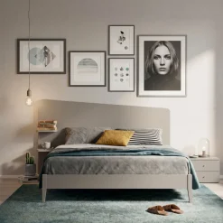 Letto Matrimoniale Moderno Corin con Mensole Integrate (Colori e Accessori Personalizzabili)