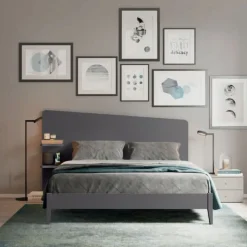 Letto Matrimoniale Moderno Corin con Mensole Integrate (Colori e Accessori Personalizzabili)