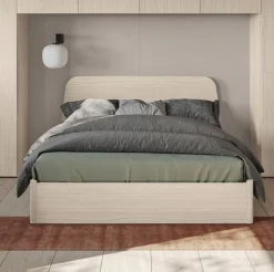 Letto matrimoniale moderno in legno in Finitura Canapa disponibile in 20 colori