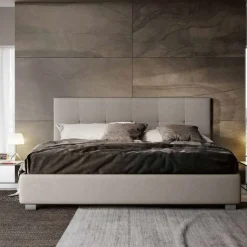 Letto matrimoniale moderno Linear Soft con testiera trapuntata disponibile in vari colori