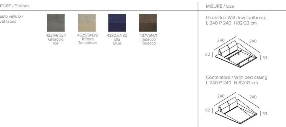 Letto matrimoniale Rodi linea Dreamer in finitura Tabacco