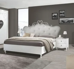 Letto matrimoniale Roya linea Essenza in Bianco Frassino