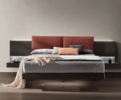 Letto matrimoniale sospeso con comodini integrati Plan disponibile in 2 misure e vari colori