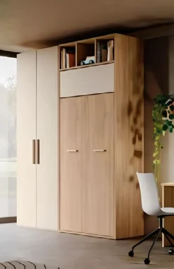 Letto singolo a scomparsa salvaspazio con armadio a 2 ante disponibile in 2 misure e vari colori