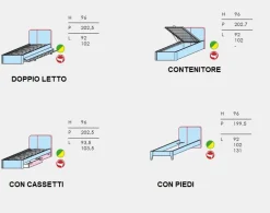 Letto Singolo bicolore Valdo linea Airone