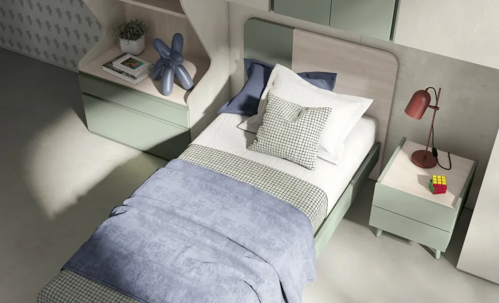 Letto Singolo bicolore Valdo linea Airone