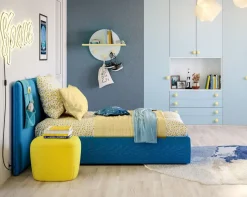 Letto singolo Billy linea Colorfull in Tessuto sfoderabile con Tasche