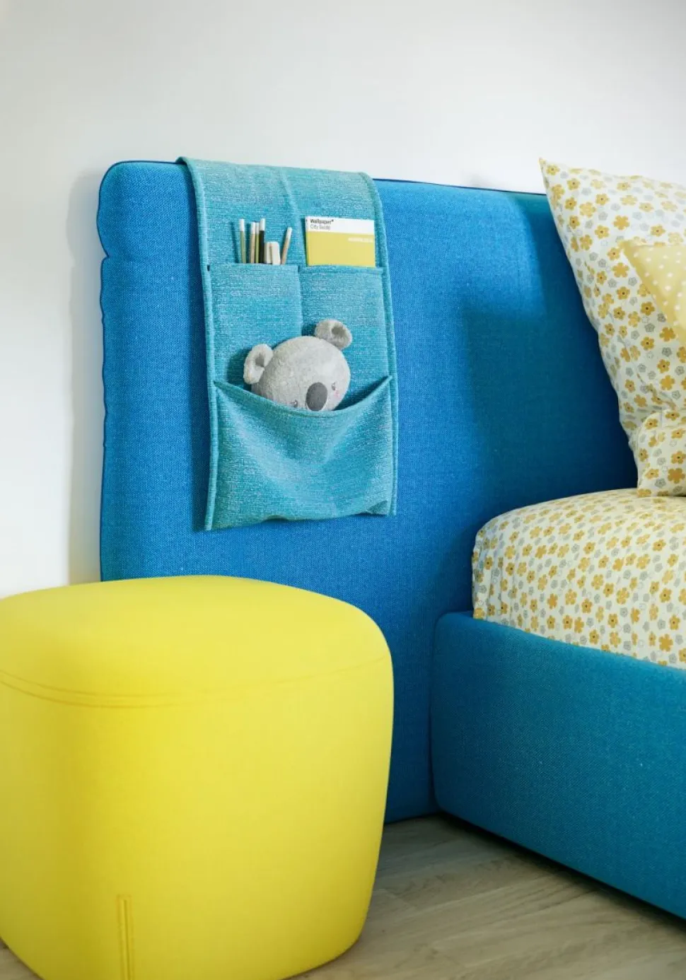 Letto singolo Billy linea Colorfull in Tessuto sfoderabile con Tasche