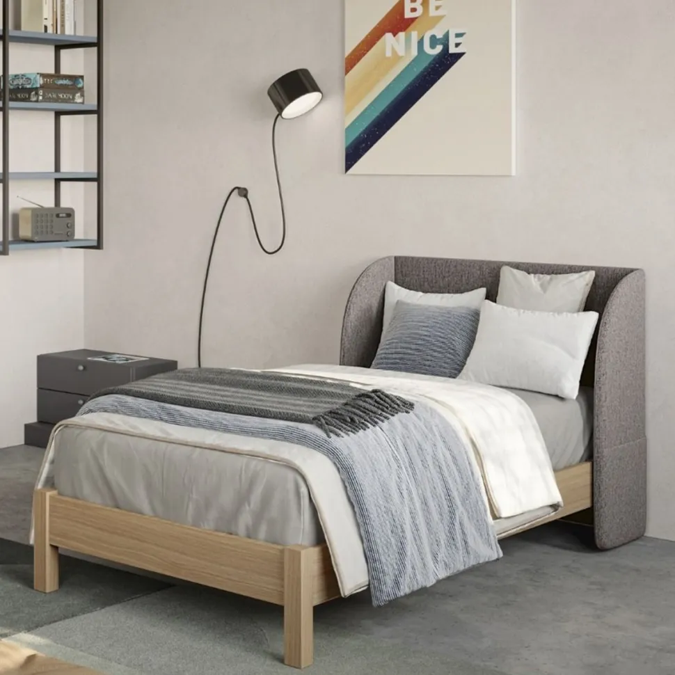 Letto singolo Box linea Airone con testiera imbottita