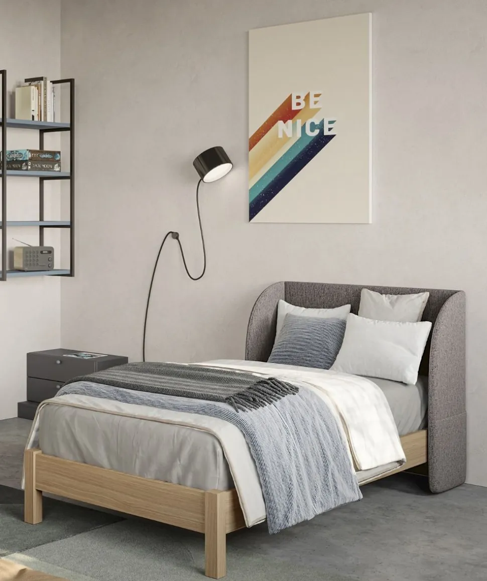 Letto singolo Box linea Airone con testiera imbottita