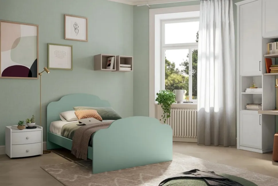 Letto singolo Cloud linea Ginevra disponibile in 4 versioni e 9 colorazioni