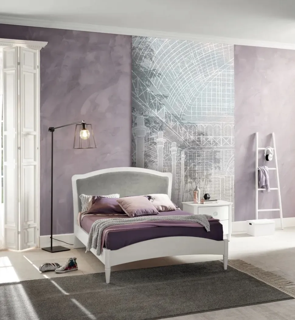 Letto singolo con inserto imbottito Meda linea Omega disponibile in vari colori