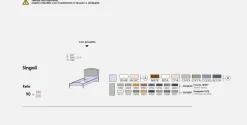 Letto singolo con inserto imbottito Meda linea Omega disponibile in vari colori