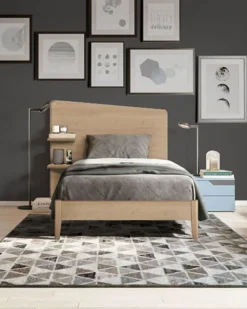 Letto Singolo con mensole integrate Corin disponibile in 3 varianti e 15 colorazioni
