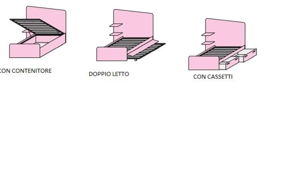 Letto Singolo con mensole integrate Corin disponibile in 3 varianti e 15 colorazioni