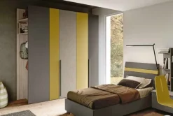 Letto singolo contenitore Grigio cenere e Giallo senape disponibile in 4 misure e vari colori