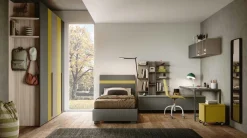 Letto singolo contenitore Grigio cenere e Giallo senape disponibile in 4 misure e vari colori