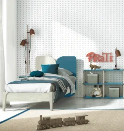 Letto Singolo con testiera bicolore sagomata Linus 15 colorazioni