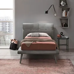 Letto singolo Corfù linea Dreamer in finitura Ghiaccio