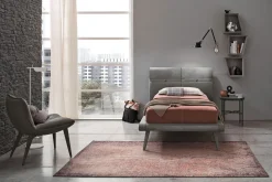 Letto singolo Corfù linea Dreamer in finitura Ghiaccio