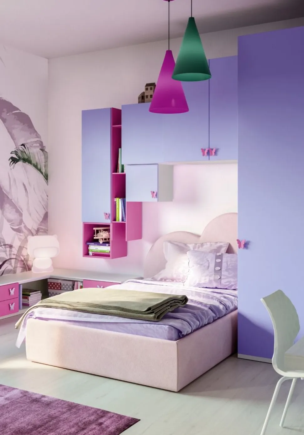 Letto singolo Cuore linea Fly imbottito in tessuto