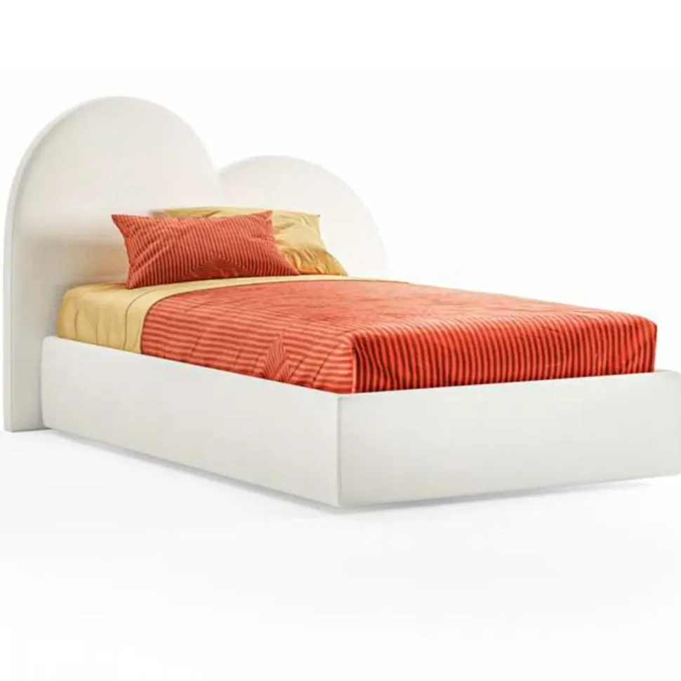 Letto singolo Cuore linea Fly imbottito in tessuto