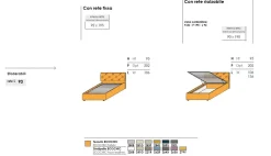 Letto Singolo imbottito in tessuto Ron disponibile in vari colori