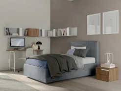 Letto Singolo imbottito in tessuto Apollo disponibile in vari colori