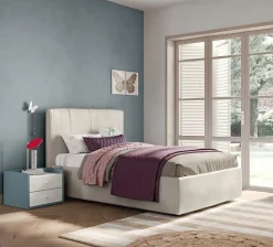 Letto Singolo imbottito in tessuto Apollo disponibile in vari colori