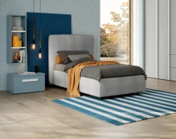 Letto Singolo imbottito in tessuto Apollo disponibile in vari colori