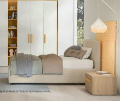 Letto Singolo imbottito in tessuto Dani disponibile in vari colori