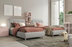 Letto singolo imbottito Kilt linea Omega disponibile in vari colori