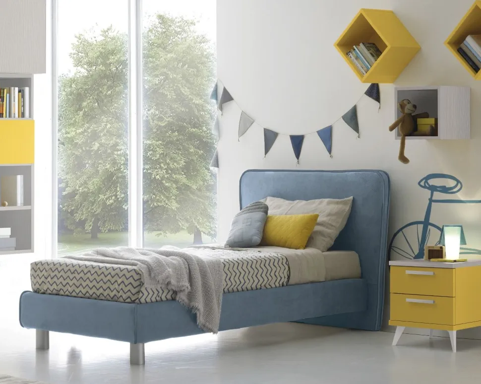 Letto singolo imbottito Riven linea Airone