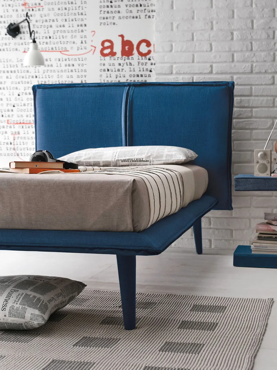 Letto singolo Itaca linea Dreamer in finitura Blu