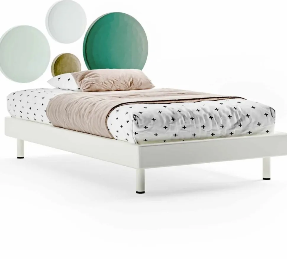 Letto singolo Livio imbottito in tessuto linea Colorfull