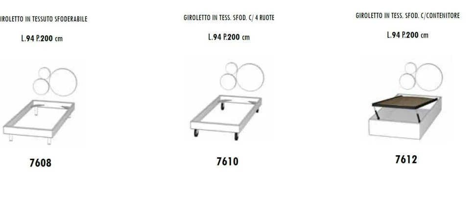 Letto singolo Livio imbottito in tessuto linea Colorfull