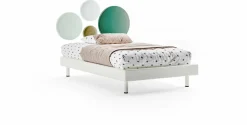 Letto singolo Livio imbottito in tessuto linea Colorfull