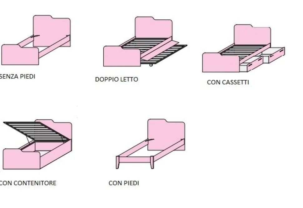 Letto Singolo Moderno Atene (Colori e Configurazioni Personalizzabili)