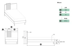 Letto Singolo Moderno con Testiera Sagomata Bicolore (Misure e Colori Personalizzabili)