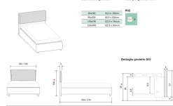 Letto singolo moderno con testiera in tessuto a righe e struttura imbottita Beige