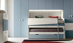 Letto singolo multifunzionale 3 letti e scrittoio estraibile in Carta da zucchero e Bianco altea disponibile in vari colori