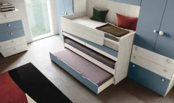 Letto singolo multifunzionale 3 letti e scrittoio estraibile in Carta da zucchero e Bianco altea disponibile in vari colori