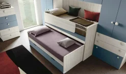 Letto singolo multifunzionale 3 letti e scrittoio estraibile in Carta da zucchero e Bianco altea disponibile in vari colori