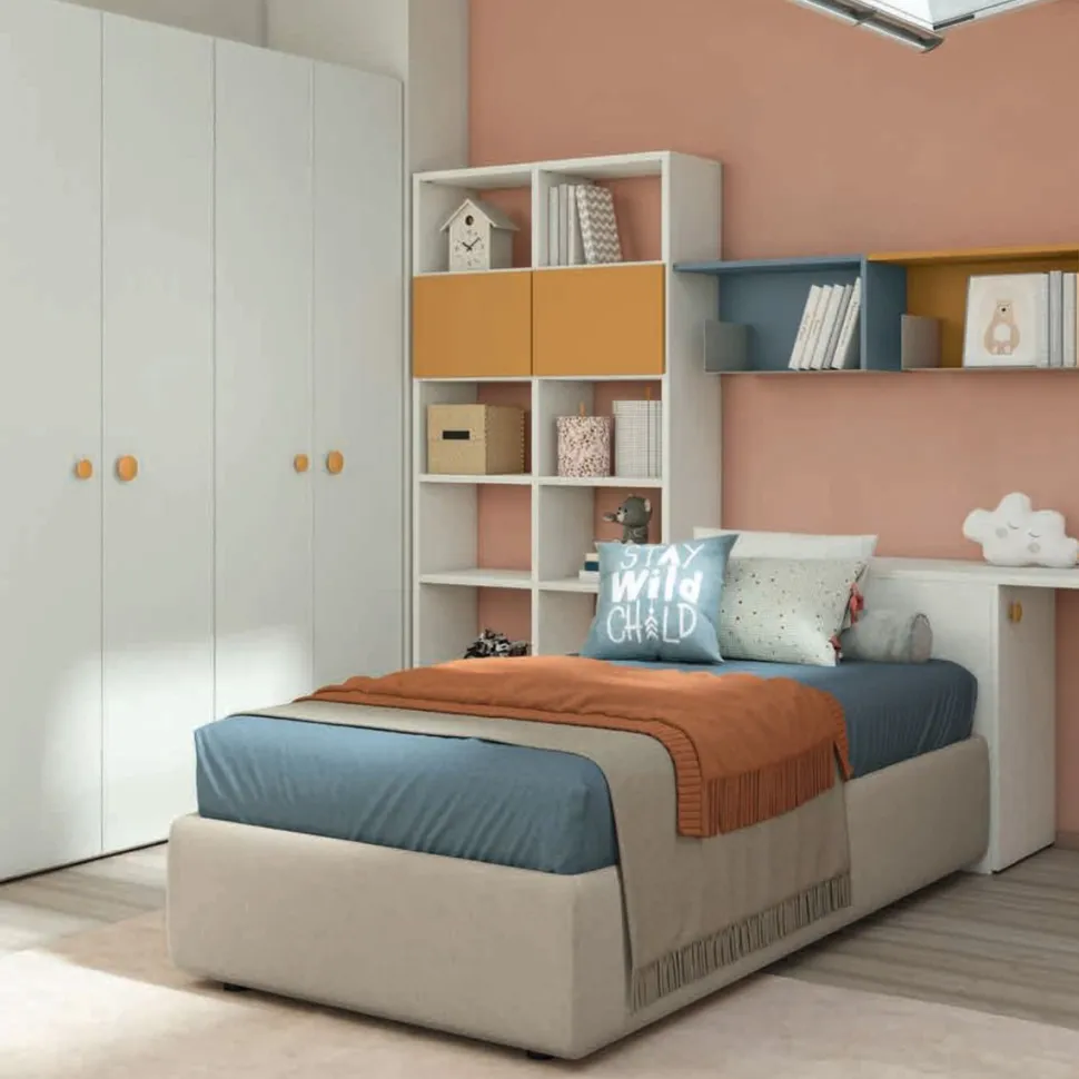 Letto Singolo senza testiera imbottito in tessuto Sofy disponibile in vari colori