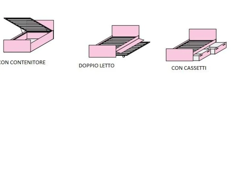 Letto Una piazza e mezza contenitore disponibile in 3 versioni Cloe 15 colorazioni