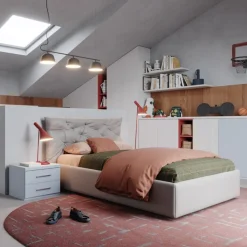 Letto una piazza e mezza contenitore in tessuto sfoderabile Toby linea Colorfull