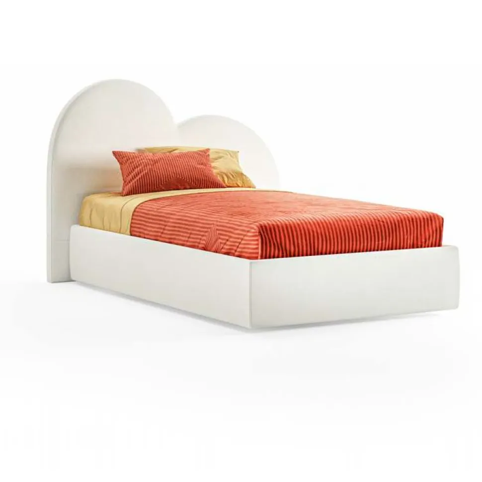 Letto una piazza e mezza Cuore linea Fly imbottito in tessuto