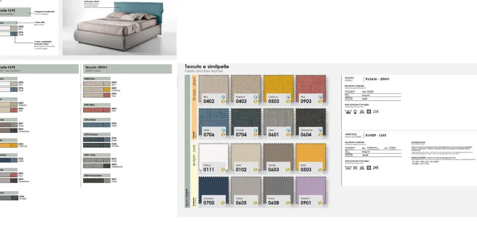 Letto una piazza e mezza imbottito Dominique linea Omega disponibile in vari colori